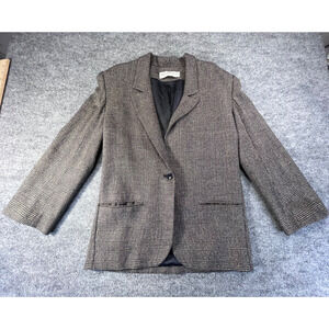 VTG Mary Ann Restivo Brown Tweed Blazer Coat Wool Silk Blend Sz 8 Made In USA